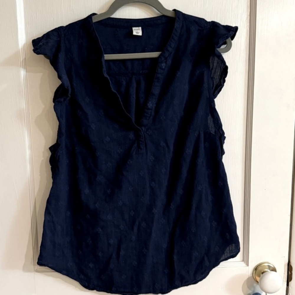 Old Navy Women's Navy Blue Ruffle Sleeve Top